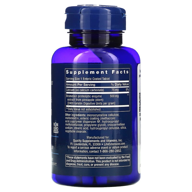 Life Extension, Specially-Coated Bromelain, 60 Enteric Coated Vegetarian Tablets