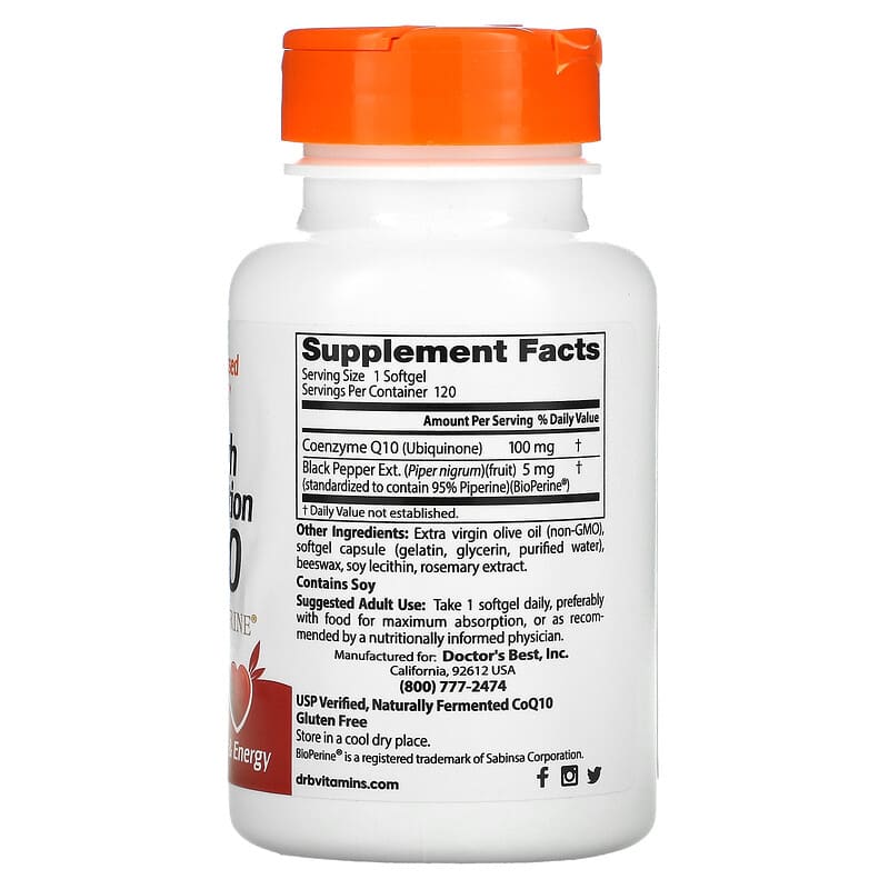 Doctor's Best, High Absorption CoQ10, 100 mg, 120 Softgels