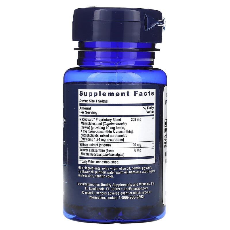 Life Extension, MacuGuard, Ocular Support with Saffron &amp; Astaxanthin, 60 Softgels