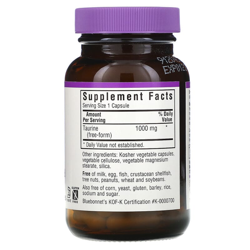 Bluebonnet Nutrition, Taurine, 1,000 mg, 50 Vegetable Capsules