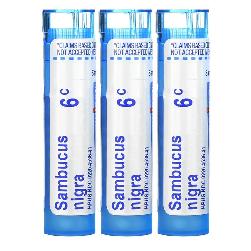 Boiron, Sambucus, Meltaway Pellets, 6C, 3 Tubes, Approx. 80 Pellets Each