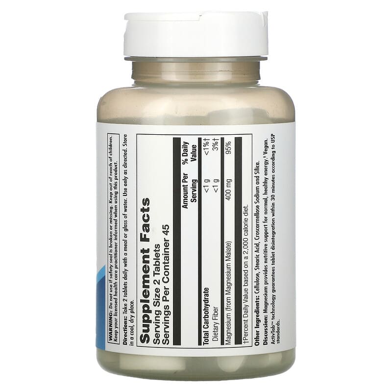 KAL, Magnesium Malate 400, 90 Tablets (200 mg per Tablet)