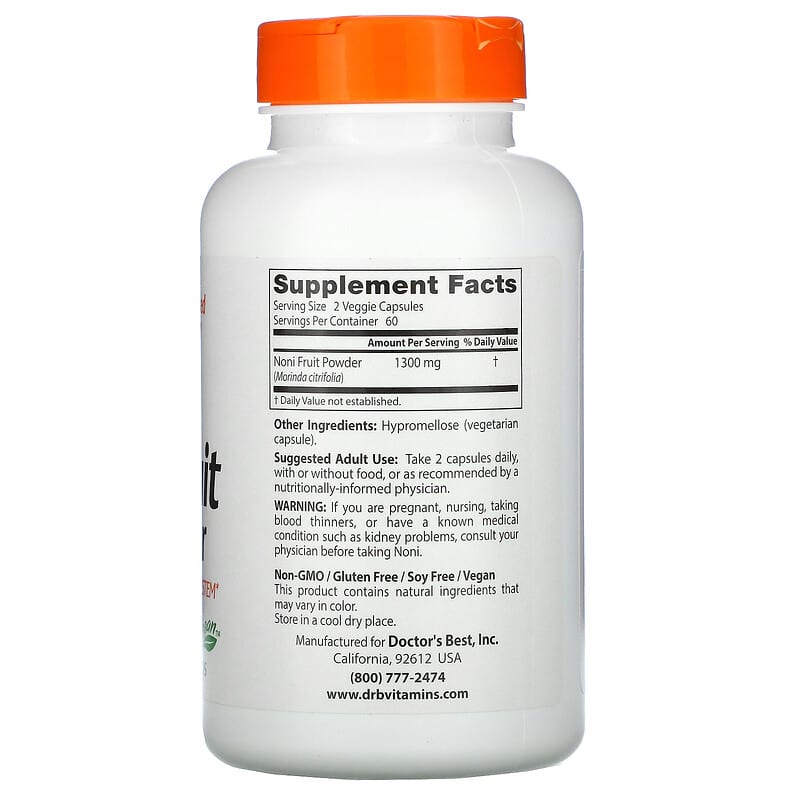 Doctor's Best, Noni Fruit Powder, 120 Veggie Caps (650 mg per Capsule)