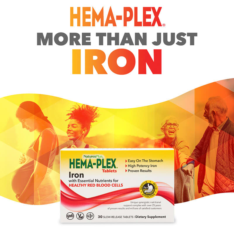 NaturesPlus, Hema-Plex® Iron, 30 Slow-Release Tablets