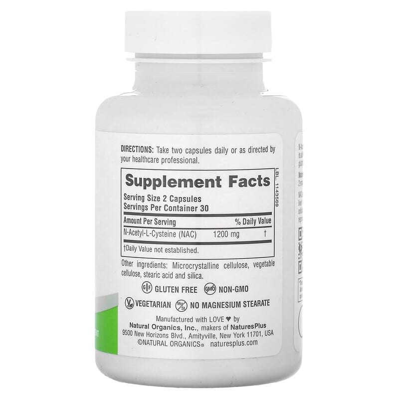 NaturesPlus, Pro, NAC 1200, 60 Capsules (600 mg per Capsule)