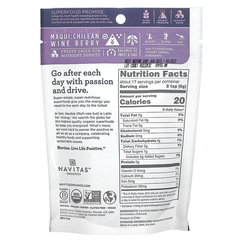 Navitas Organics, Organic Maqui Powder, 3 oz (85 g)