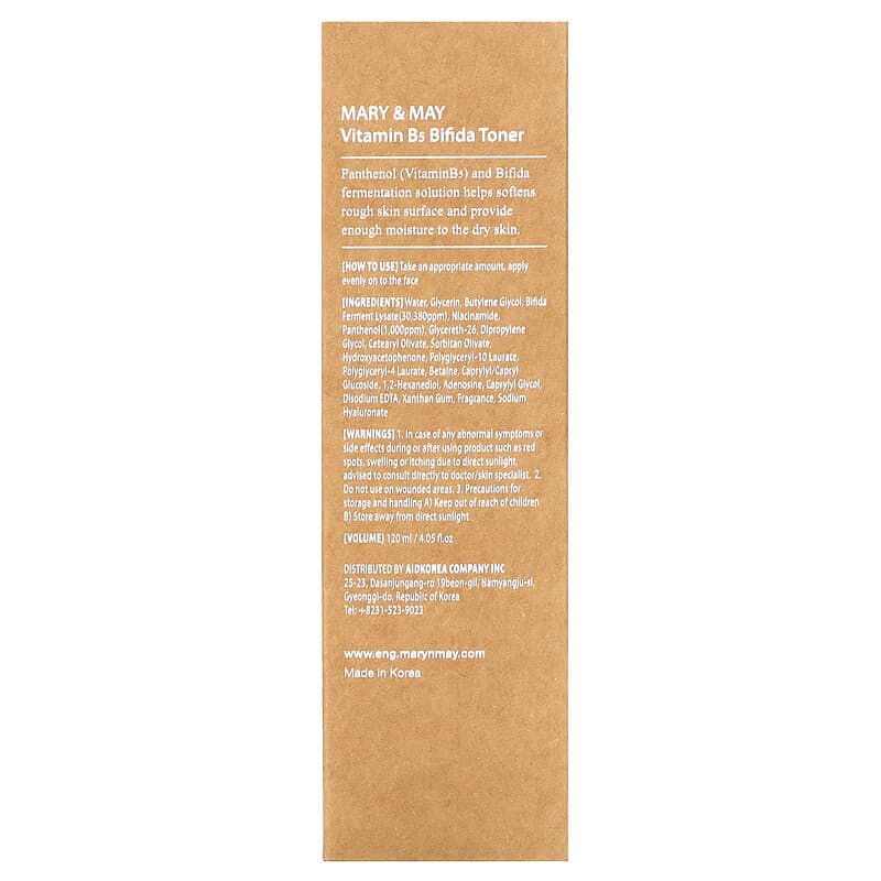 Mary &amp; May, Vitamin B5 + Bifida, Toner, 4.05 fl oz (120 ml)