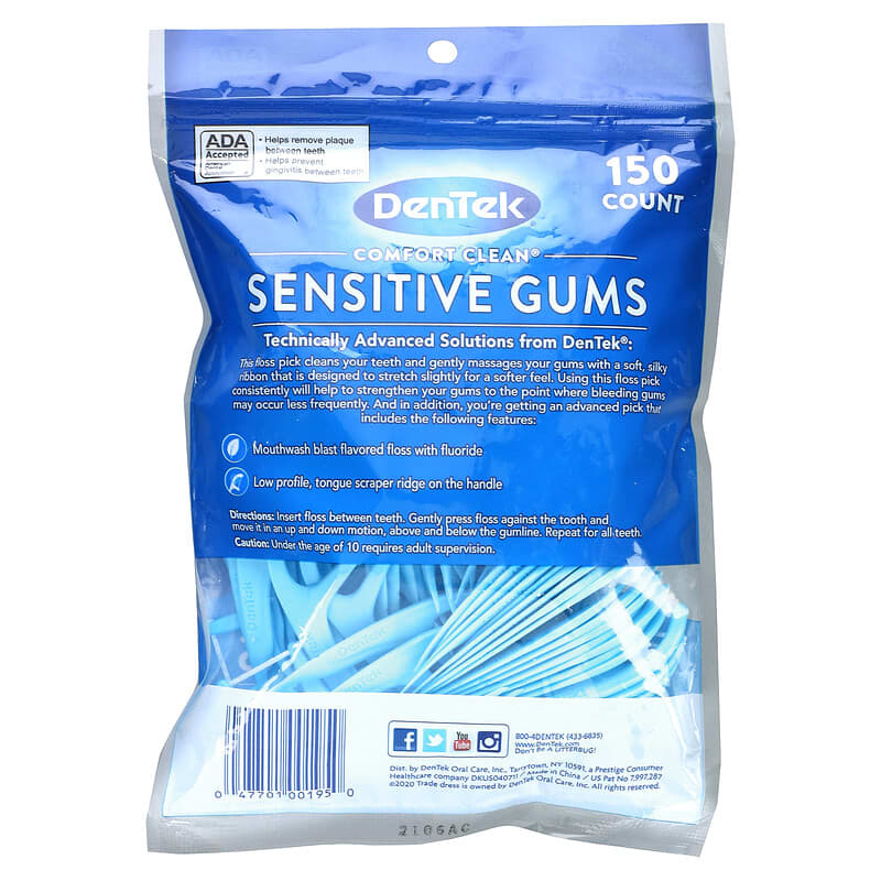 DenTek, Comfort Clean®, Sensitive Gums Floss Picks, 150 Floss Picks
