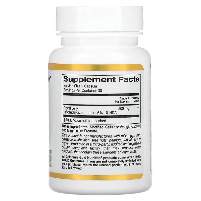 California Gold Nutrition, Royal Jelly, 500 mg, 30 Veggie Caps