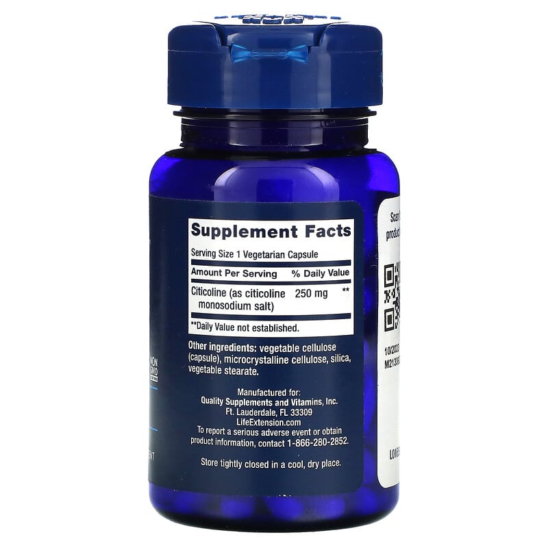 Life Extension, Citicoline (CDP-Choline), 60 Vegetarian Capsules (250 mg per Capsule)