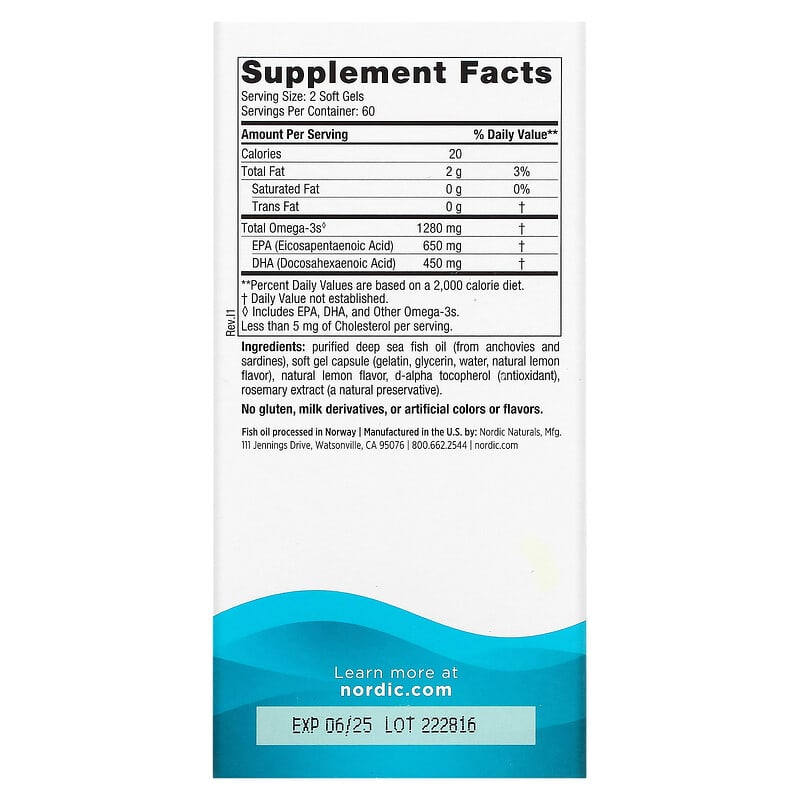 Nordic Naturals, Ultimate Omega®, Lemon, 120 Soft Gels (640 mg per Soft Gel)