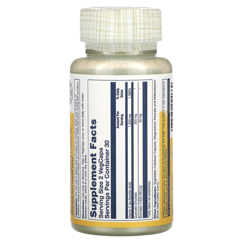 Solaray, Quercetin, Bromelain &amp; Vitamin C, 60 VegCaps