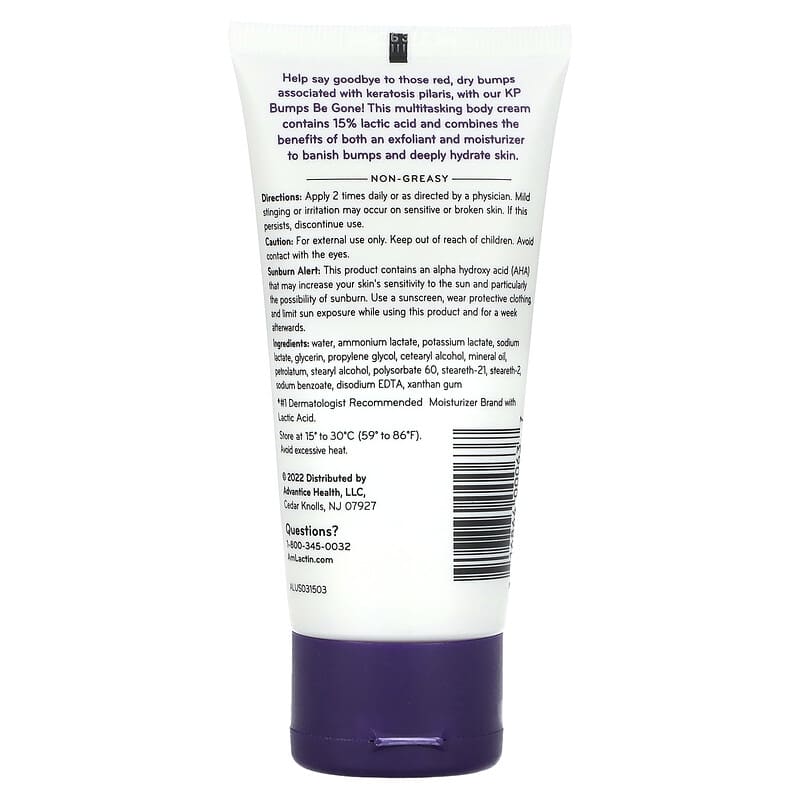 AmLactin, KP Bumps Be Gone, Exfoliating &amp; Hydrating Cream, 3 oz (85 g)