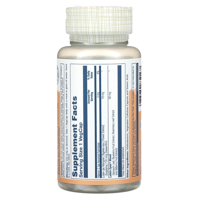 Solaray, LuteinEyes 18, With Bilberry &amp; Blueberry, Triple Strength, 60 VegCaps