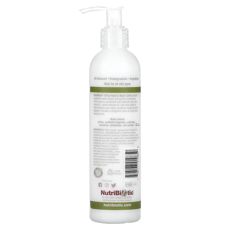 NutriBiotic, Hand &amp; Body Lotion, Citrus, 8 fl oz (236 ml)