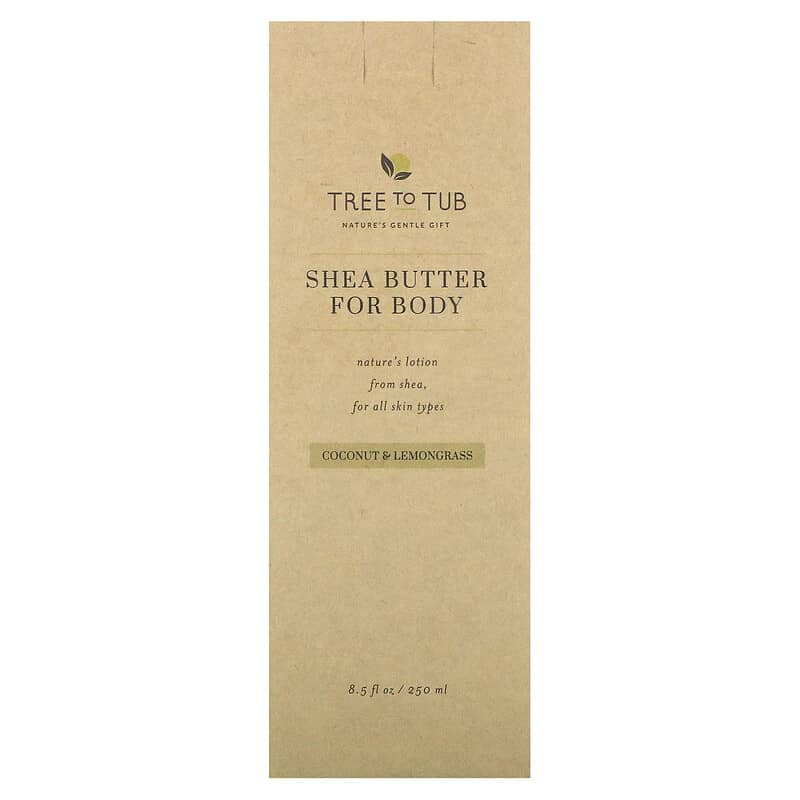 Tree To Tub, Moisturizing Shea Butter Body Lotion, Coconut &amp; Lemongrass, 8.5 fl oz (250 ml)