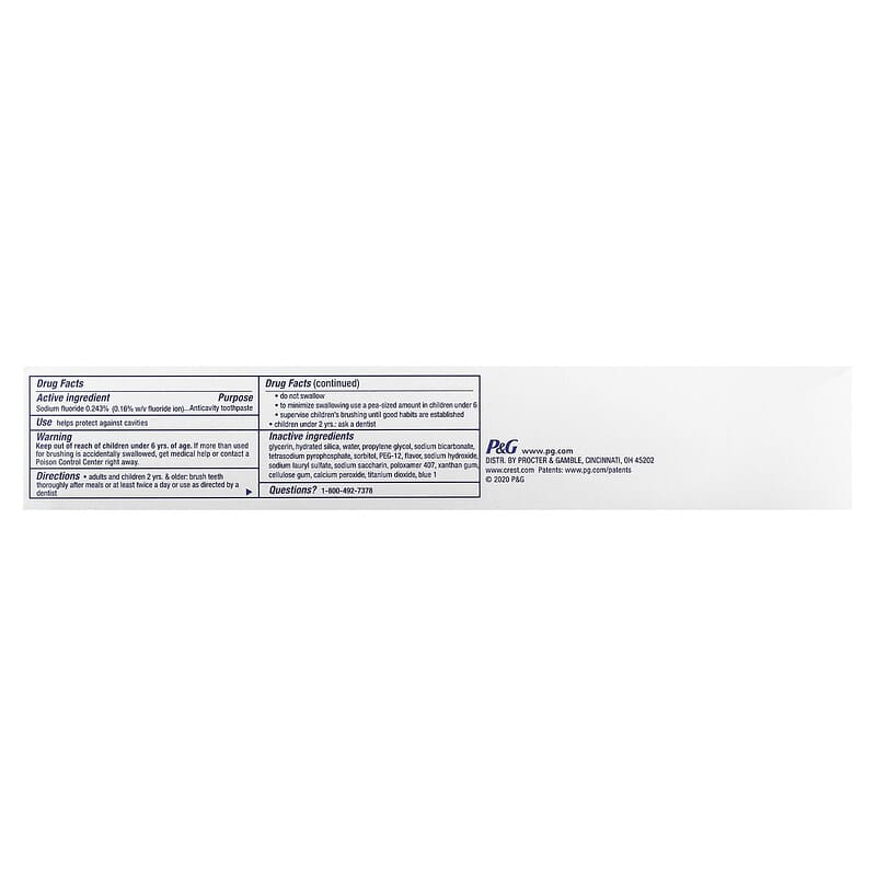 Crest, Plus, Fluoride Toothpaste, Baking Soda &amp; Peroxide Whitening, Fresh Mint, 8.2 oz (232 g)