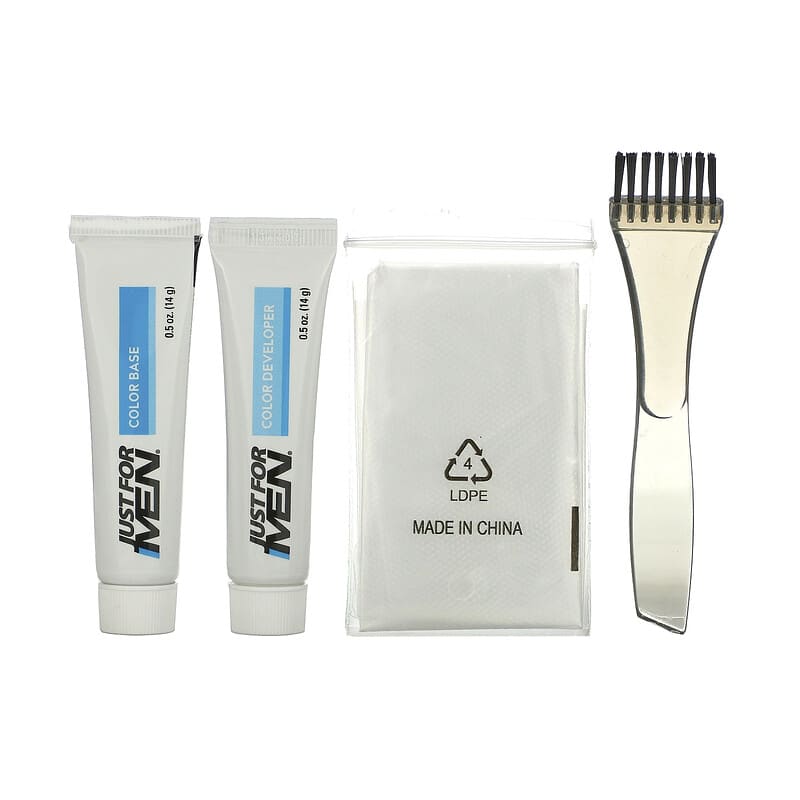 Just for Men, Mustache &amp; Beard, Brush-In Color Gel, M-30 Light-Medium Brown, 1 Multiple Application Kit