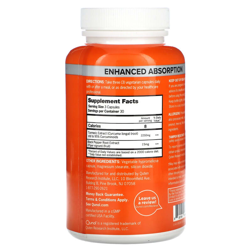 Qunol, Turmeric, 90 Capsules (750 mg per Capsule)