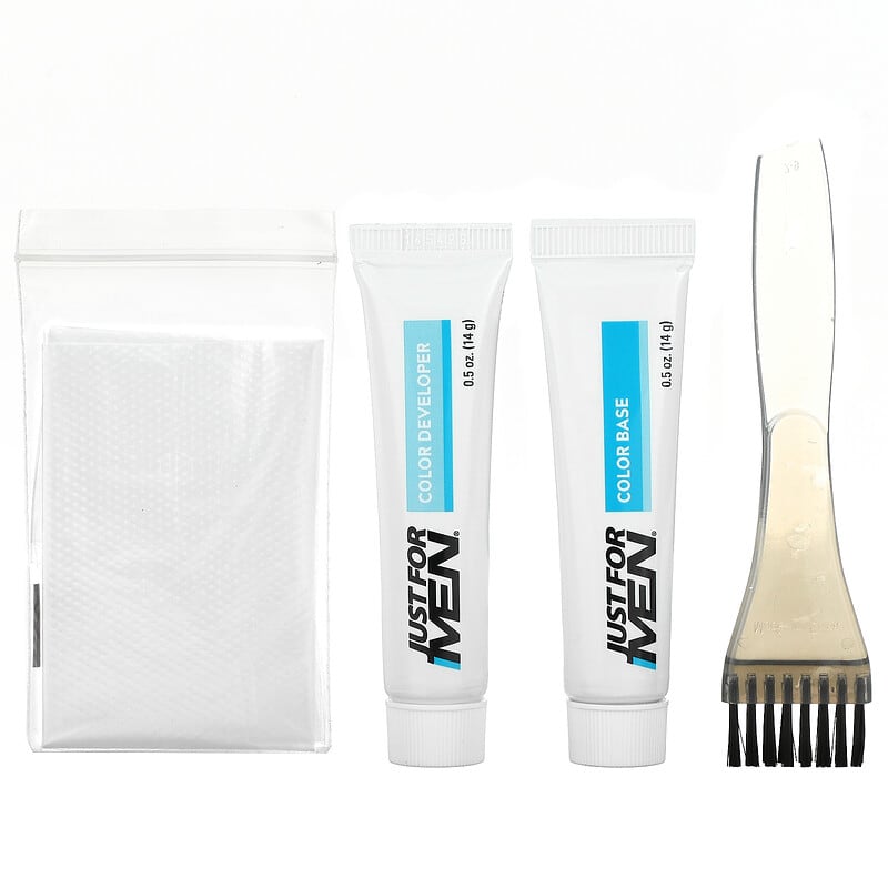 Just for Men, Mustache &amp; Beard, Brush-In Color, M-40 Medium-Dark Brown, 1 Multiple Application Kit