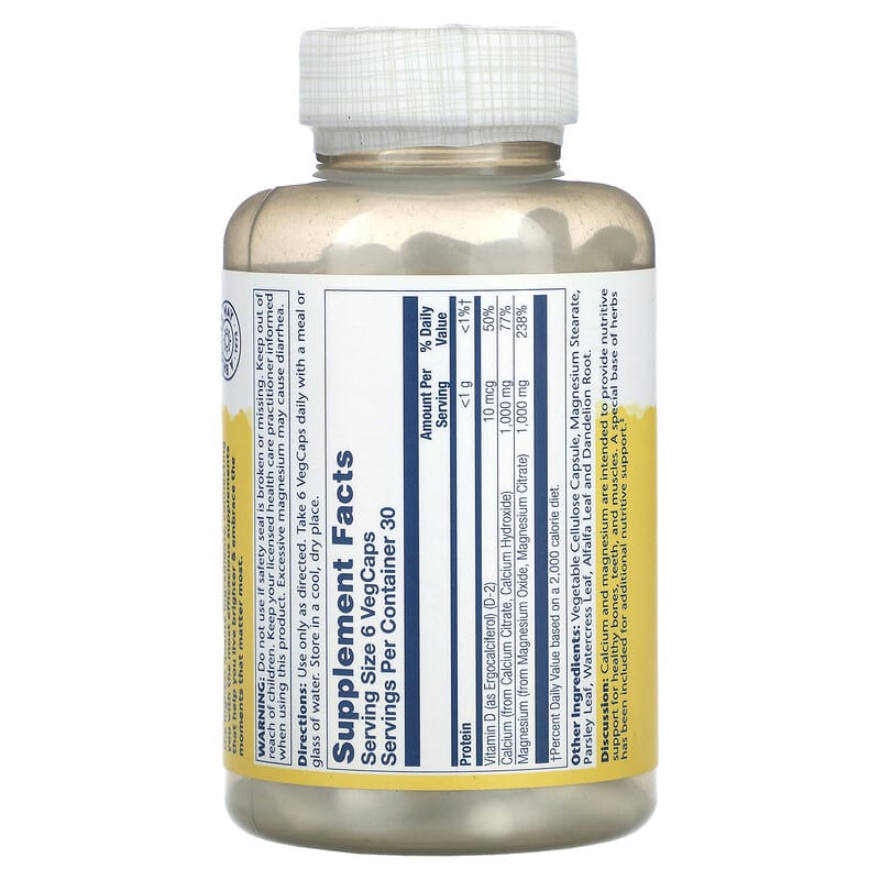 Solaray, Cal-Mag Citrate with Vitamin D-2, 1:1 Ratio, 180 Vegcaps
