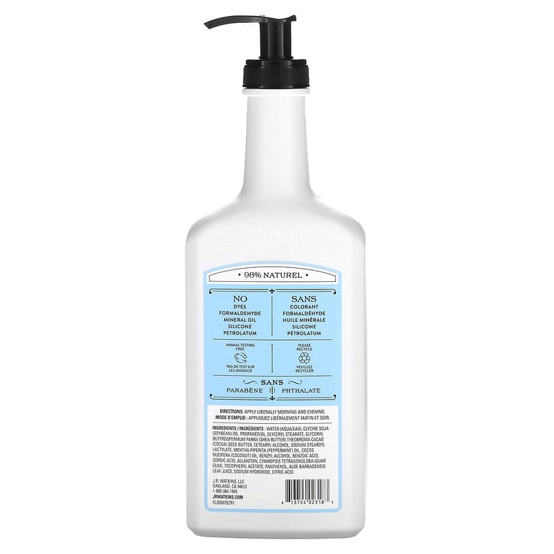 J R Watkins, Foot &amp; Body Lotion, Peppermint, 18 fl oz (532 ml)