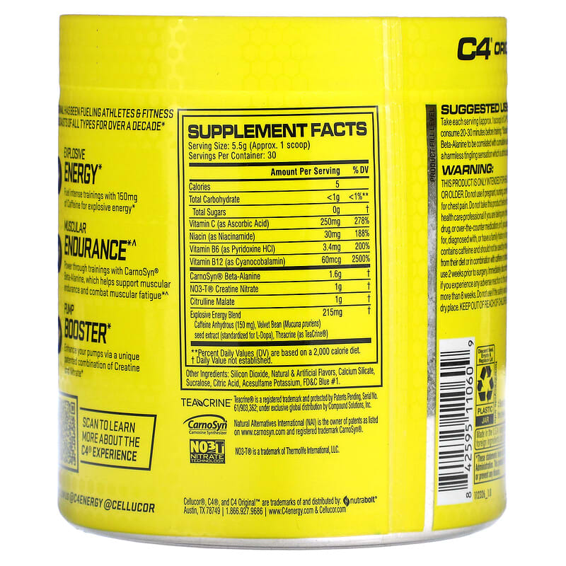 C4 / Cellucor, C4® Original, Pre-Workout, Frozen Bombsicle, 5.8 oz (165 g)