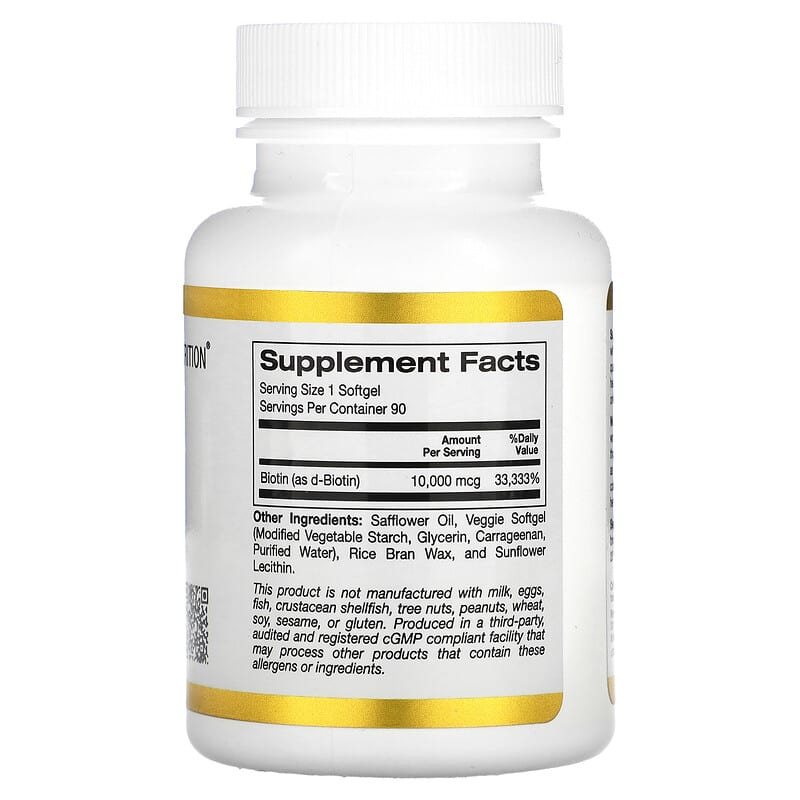 California Gold Nutrition, Biotin, 10,000 mcg, 90 Veggie Softgels