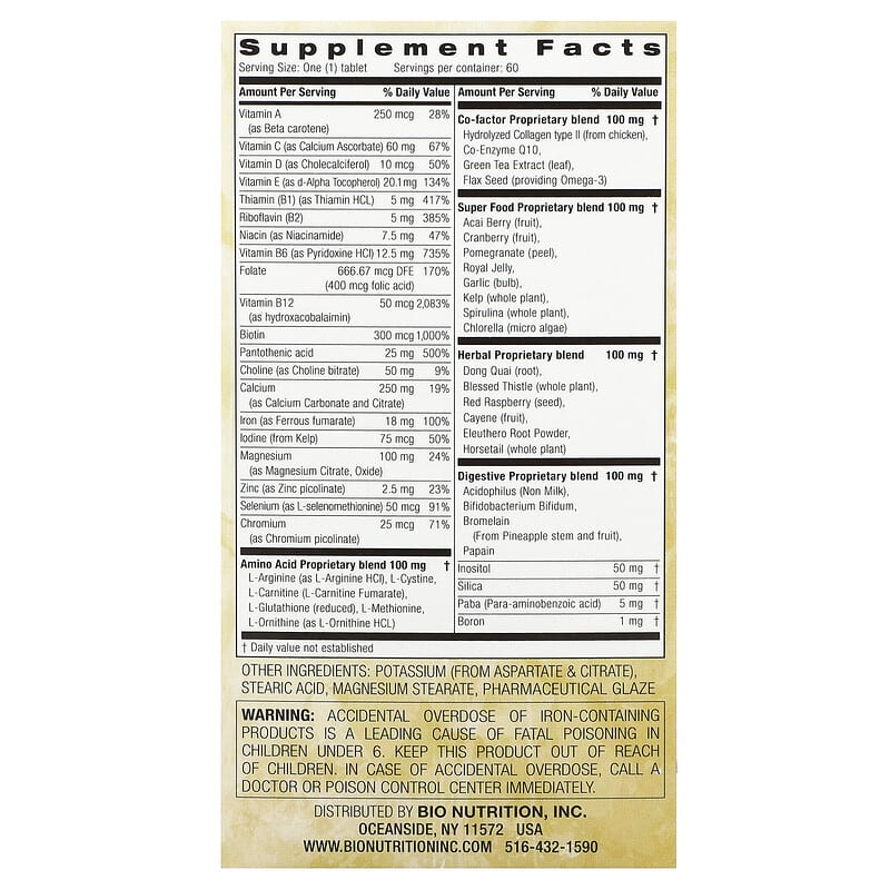 Bio Nutrition, Women's Wellness, 60 Tablets