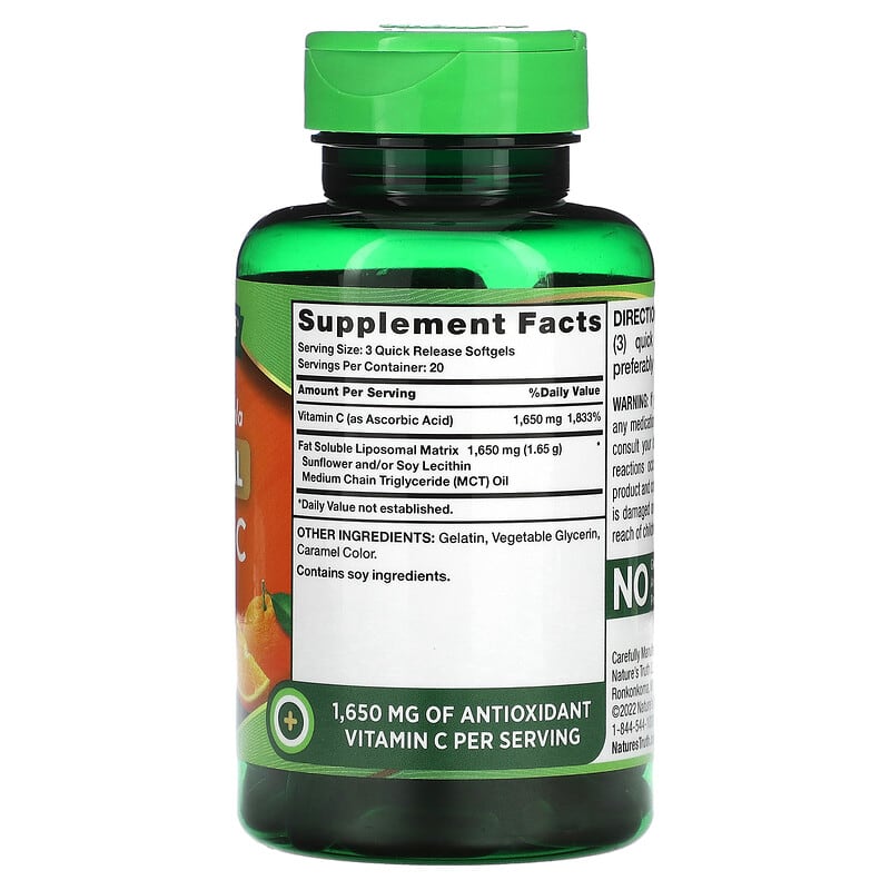 Nature's Truth, Liposomal Vitamin C, Advanced Formula, 60 Quick Release Softgels