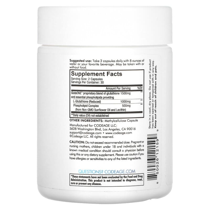 Codeage, Liposomal Glutathione, 60 Vegetable Capsules (500 mg per Capsule)