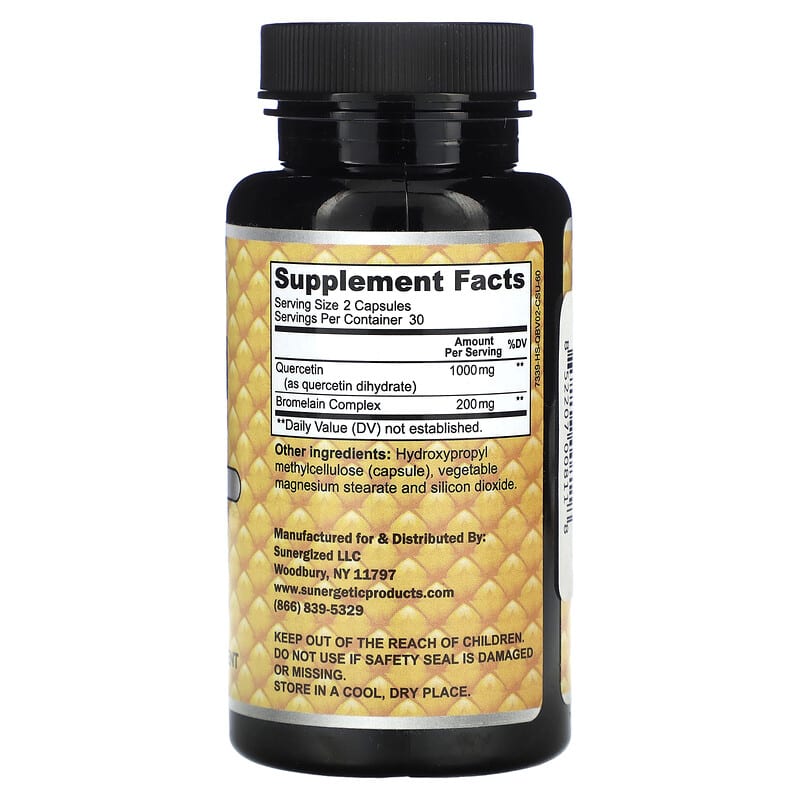Sunergetic, Quercetin &amp; Bromelain, 60 Capsules