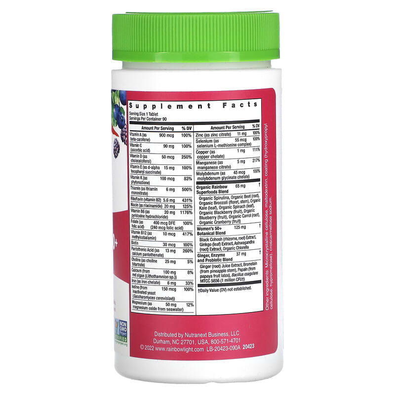 Rainbow Light, Women's One 50+ Daily Multivitamin, High Potency, 90 Vegetarian Tablets