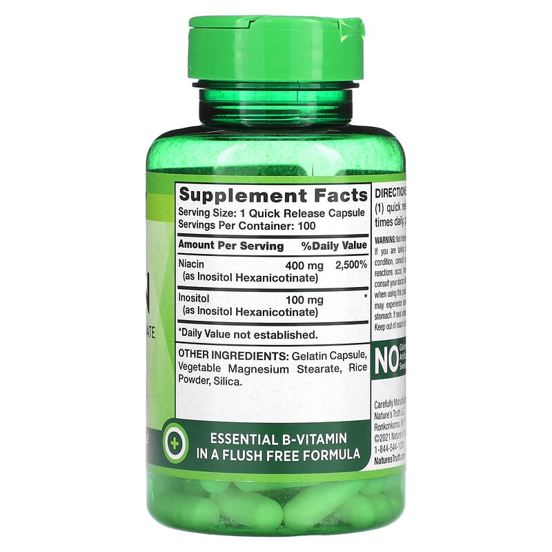 Nature's Truth, Flush Free Niacin, 500 mg, 100 Quick Release Capsules