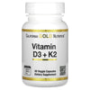 California Gold Nutrition, Vitamin D3 + K2 as MK-7, 60 Veggie Capsules