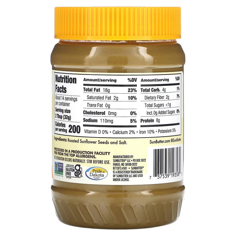 SunButter, Sunflower Seed Butter, No Sugar Added, 16 oz (454 g)