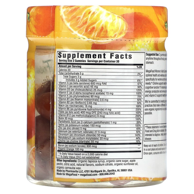 MegaFood, Women's Multi, Tangerine, 60 Gummies