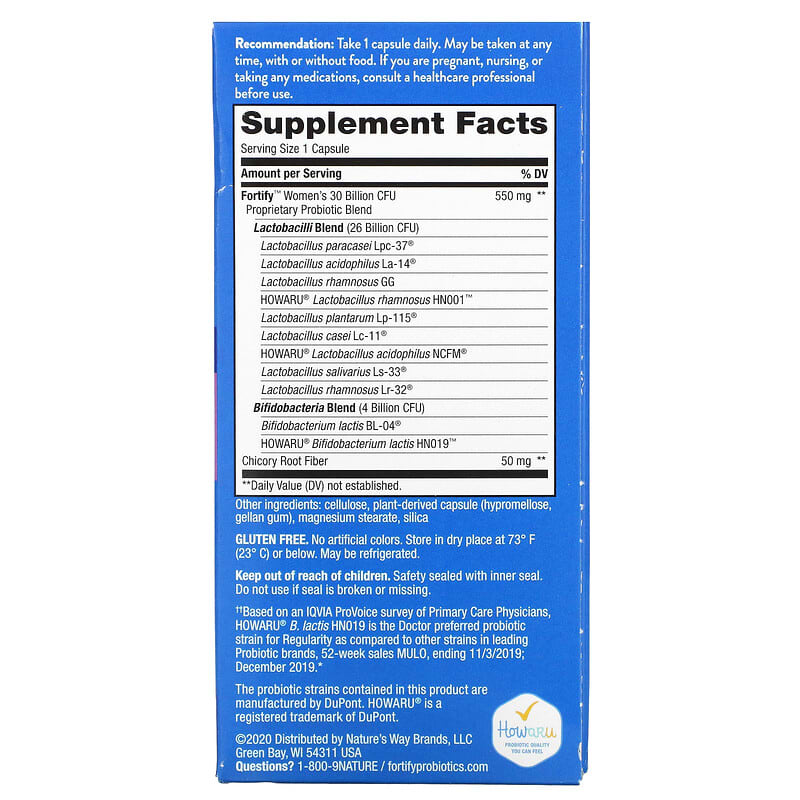 Nature's Way, Fortify® Women's Daily Probiotic, 30 Billion CFU, 30 Delayed-Release Capsules