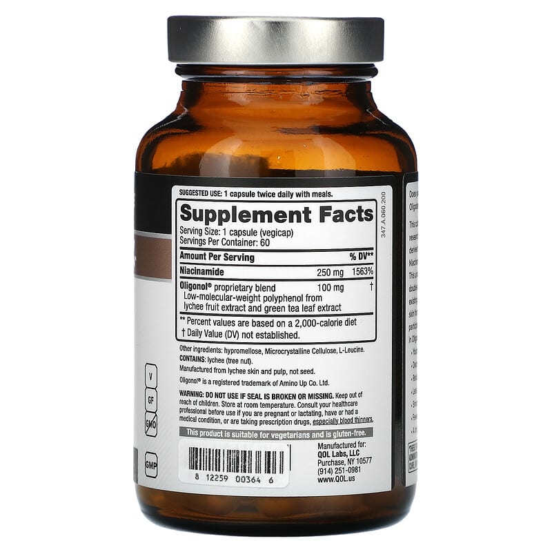 Quality of Life, Oligoderm with Oligonol and Niacinamide, 60 VegiCaps