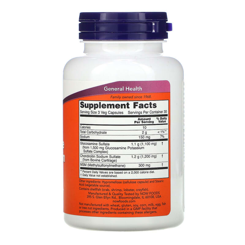 NOW Foods, Glucosamine &amp; Chondroitin with MSM, 90 Capsules