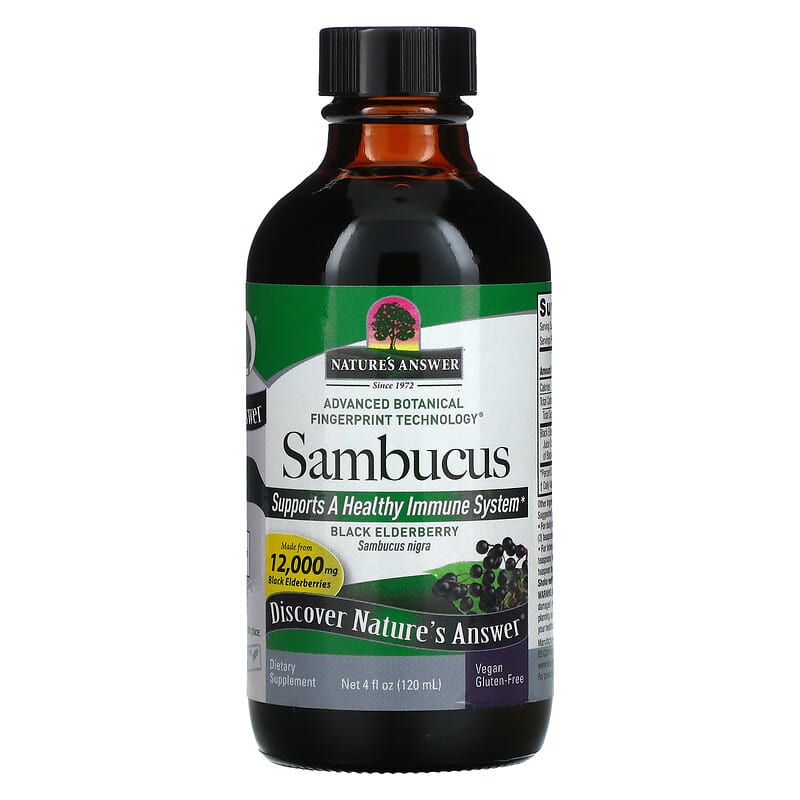 Nature's Answer, Sambucus, Black Elderberry, Alcohol-Free, 2,500 mg, 4 fl oz (120 ml)