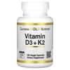 California Gold Nutrition, Vitamin D3 + K2 as MK-7, 180 Veggie Capsules