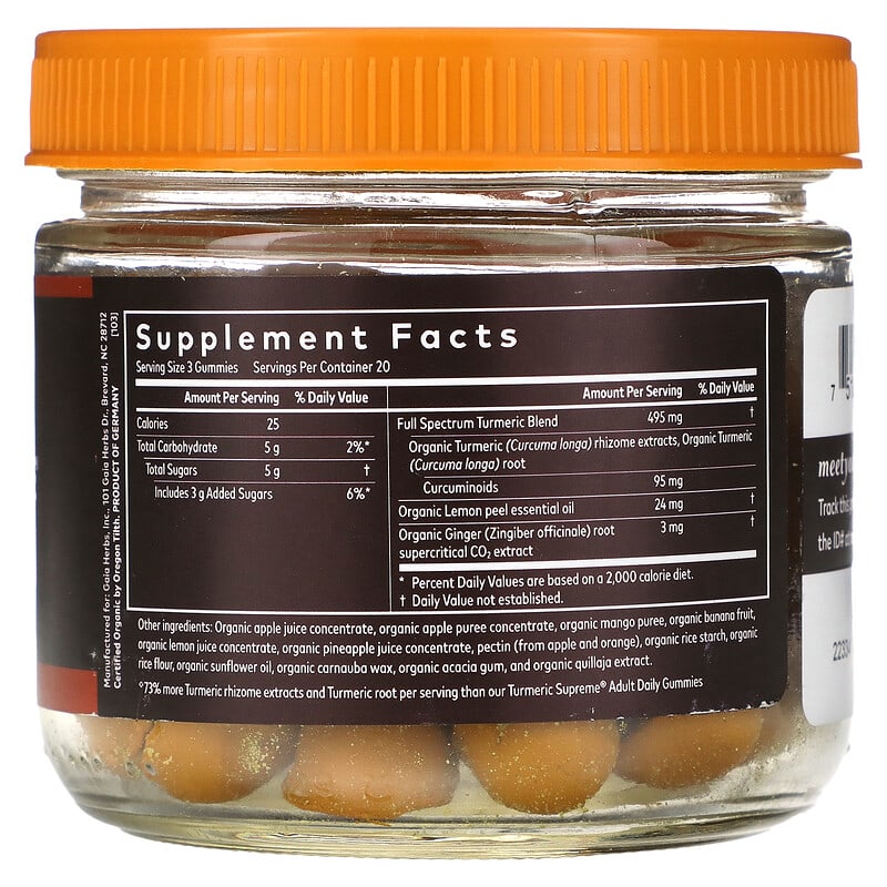 Gaia Herbs, Turmeric Supreme® Gummies, Lemon Ginger, 60 Gummies