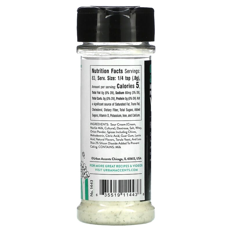 Urban Accents, Popcorn Seasoning, Zesty Sour Cream &amp; Onion, 2.35 oz (67 g)