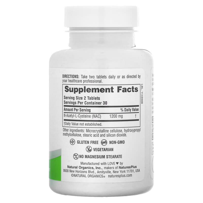 NaturesPlus, Pro NAC 1200, Sustained Release, 60 Tablets (600 mg Per tablet)