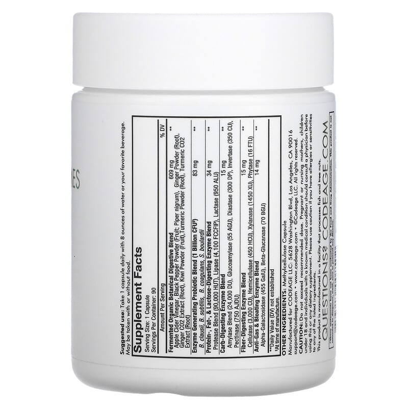 Codeage, Fermented Digestive Enzymes+, 90 Vegetable Capsules