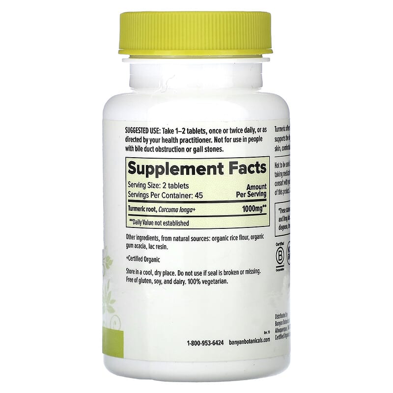 Banyan Botanicals, Turmeric, 90 Tablets (500 mg per Tablet)