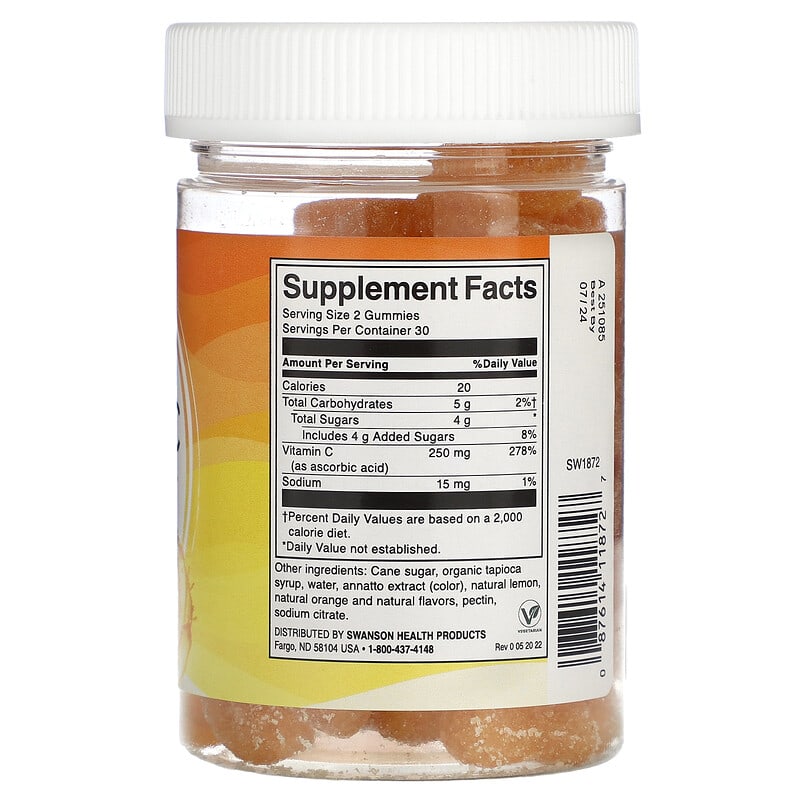 Swanson, Vitamin C, Orange, 60 Gummies
