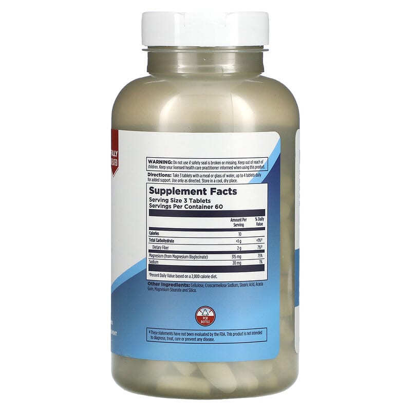 KAL, Chelated Magnesium Bisglycinate, 180 Tablets (105 mg per Tablet)