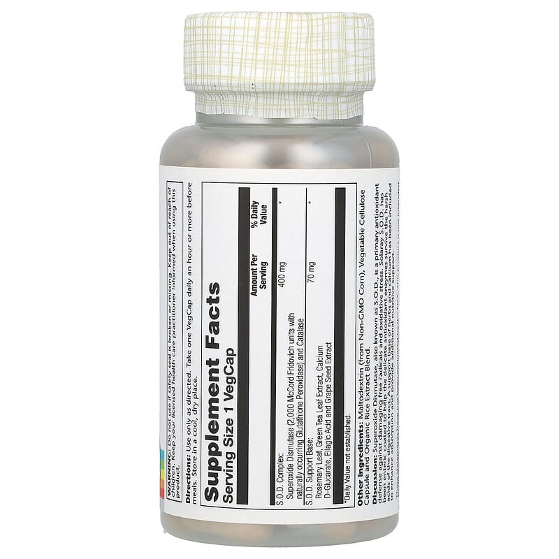 Solaray, Enteric Coated S.O.D. 2000 Plus, 100 VegCaps